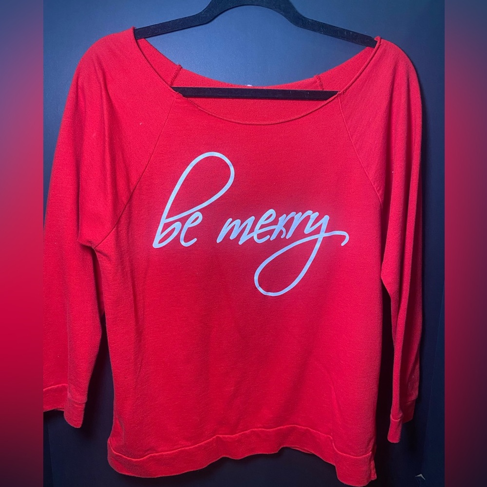 Red 'Be Merry' Boutique Sweatshirt‎